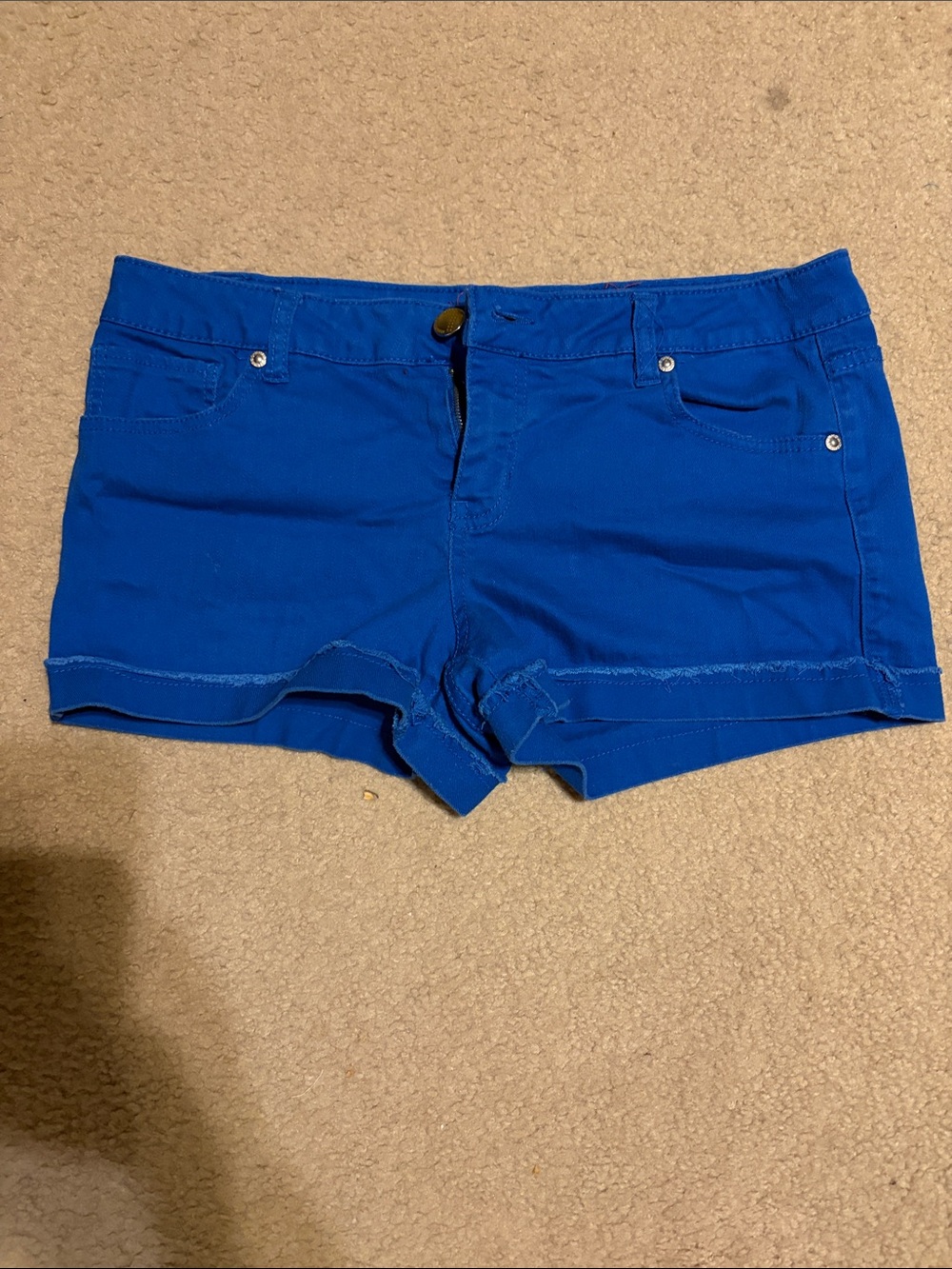 Tinseltown Bright Blue Low-Rise Denim Shorts